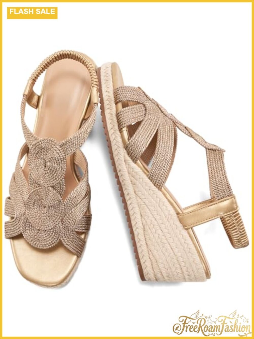 Wedge Sandals for Women Espadrilles Platform Elastic Ankle Strap Open Toe